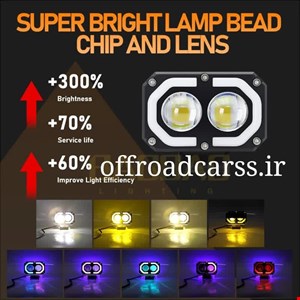 پروژکتور 2 لنز آفرودی و موتور سیکلت(بک لایت 7 رنگRGB)